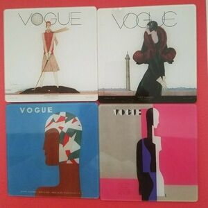 Vogue Magazine Covers 1929 Coasters Cork Backs Set of 4 Art Deco Chic RARE HTF